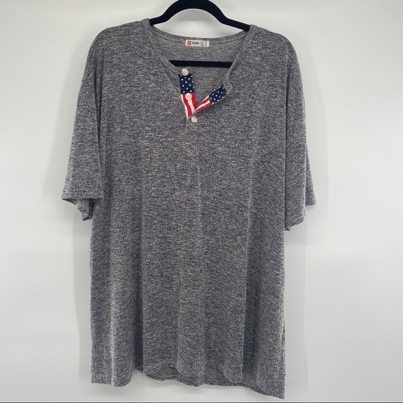 H2H Other - HTH American Flag Trim Henley Top 3XL Mens